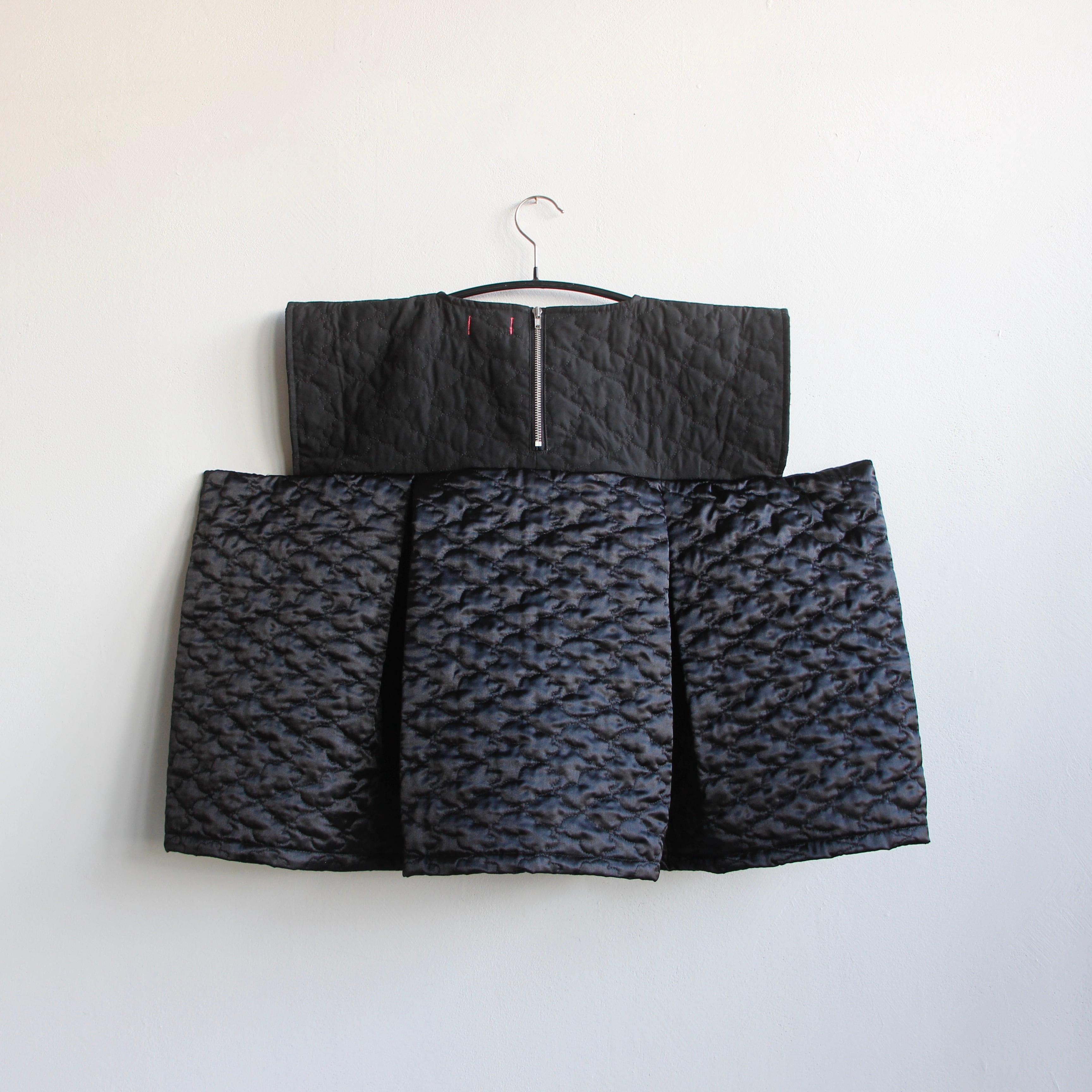 frankygrow 2020AW》BEAR QUILTING SQUARE DRESS / black × black / W1