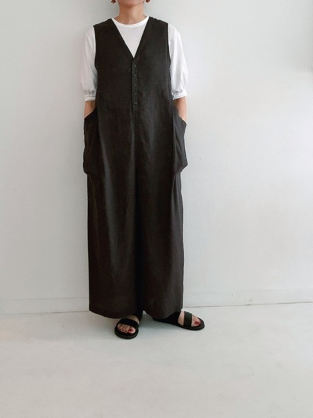 doux bleu / コットンリネンサロペット