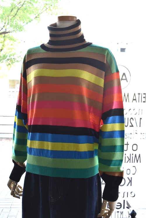 FLOOR(フロール) 24A/W ボーダー柄タートルニット