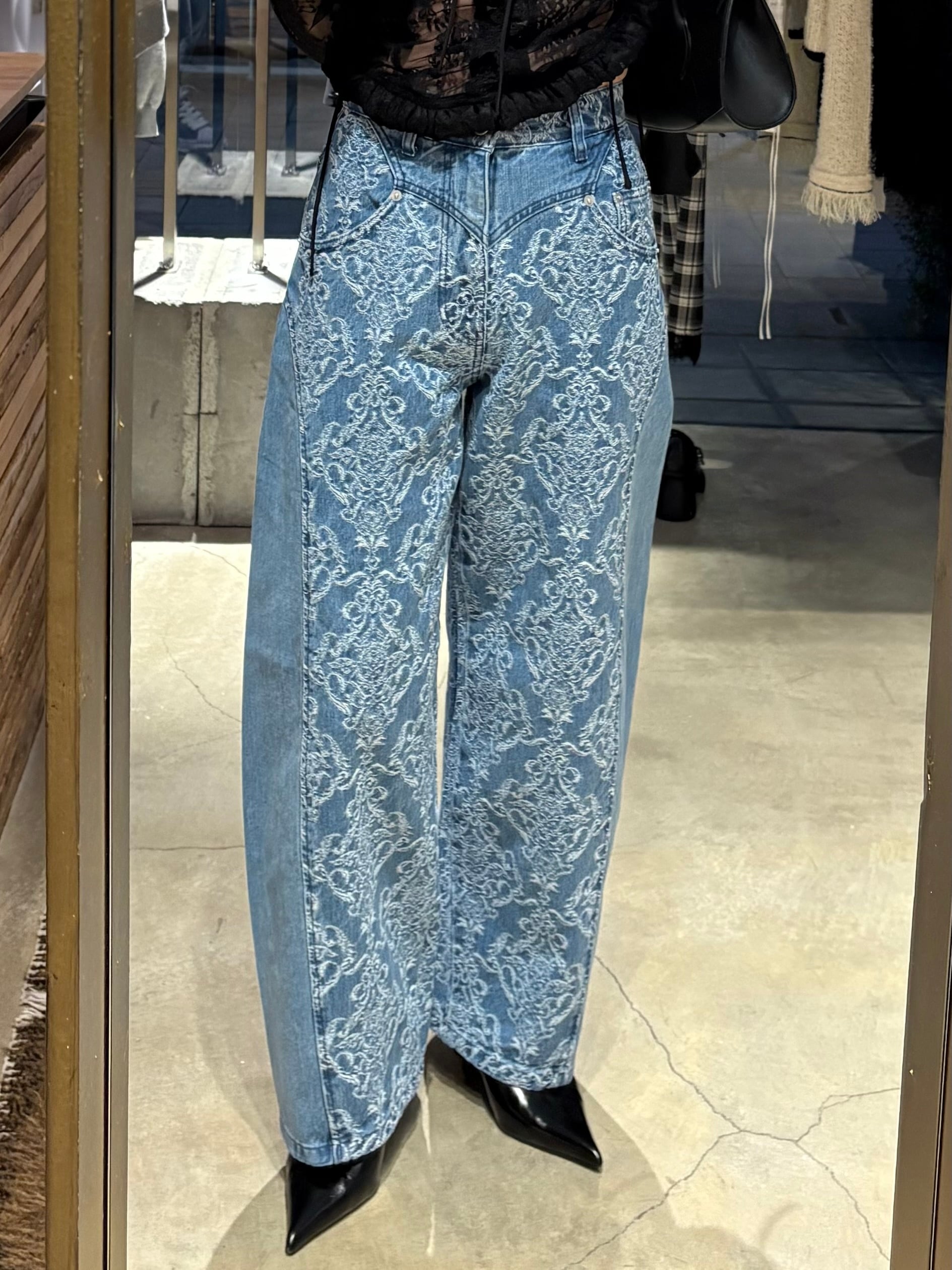 26SS】FETICO フェティコ / DAMASK JACQUARD DENIM CURVE FIT HIGH