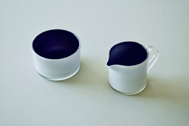 Riihimaen Lasi Rosso Suger Bowl & Creamer Set（Nanny Still）