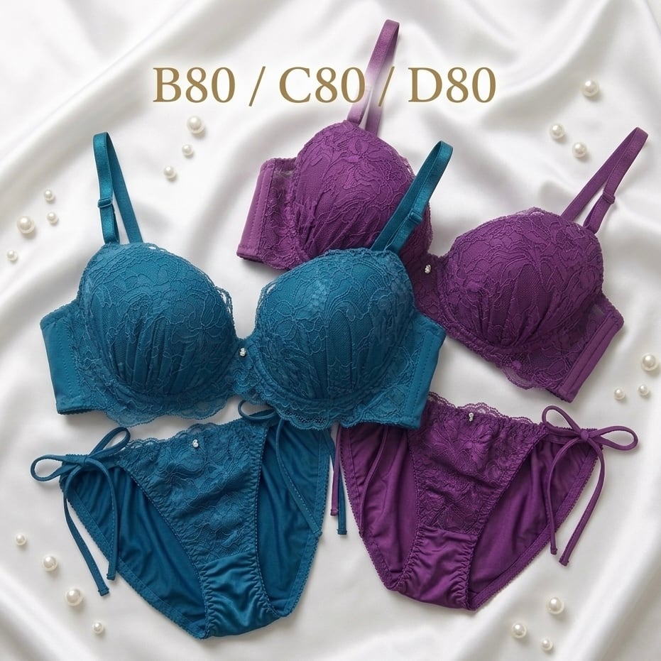 B80/C80/D80】 脇高ブラショーツセット♡ L字ワイヤー｜ 紐パン