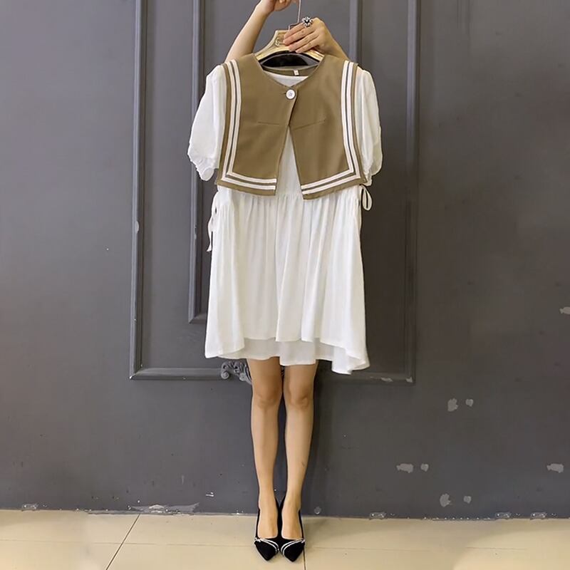 サマースカート 薄手ドレス 大きめサイズ 夏物 ミックスインファッション36879340526