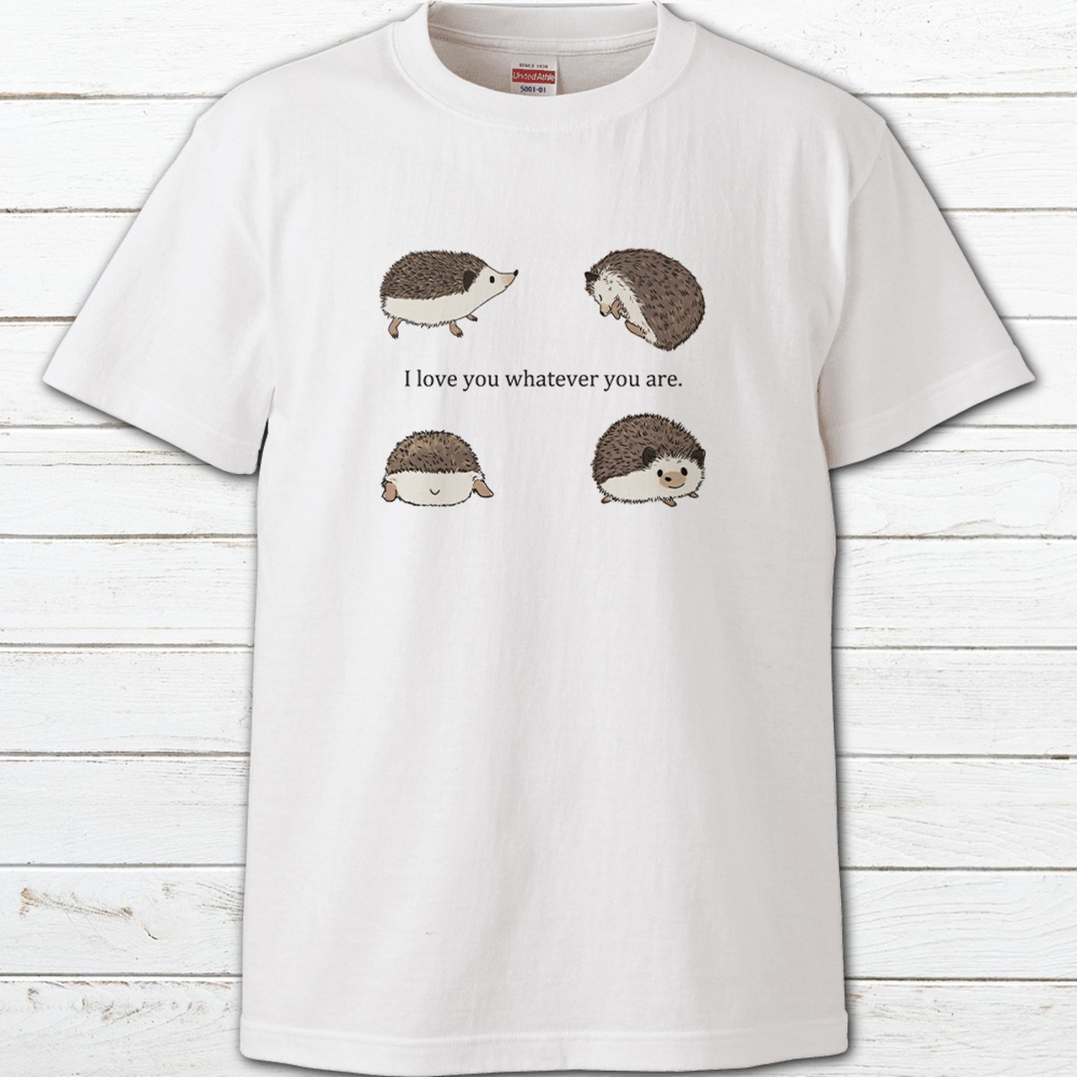 Tシャツ イラスト 動物 ハリネズミ ゆるかわ レディース かわいい おしゃれ 個性的 おすすめ 人気 イラストレーター クリエイター 絵師 グッズ 半袖シャツ タイトル 大好きハリネズミtシャツ 作 Hanami B 2 イラストレーター クリエイター Youtuber グッズ