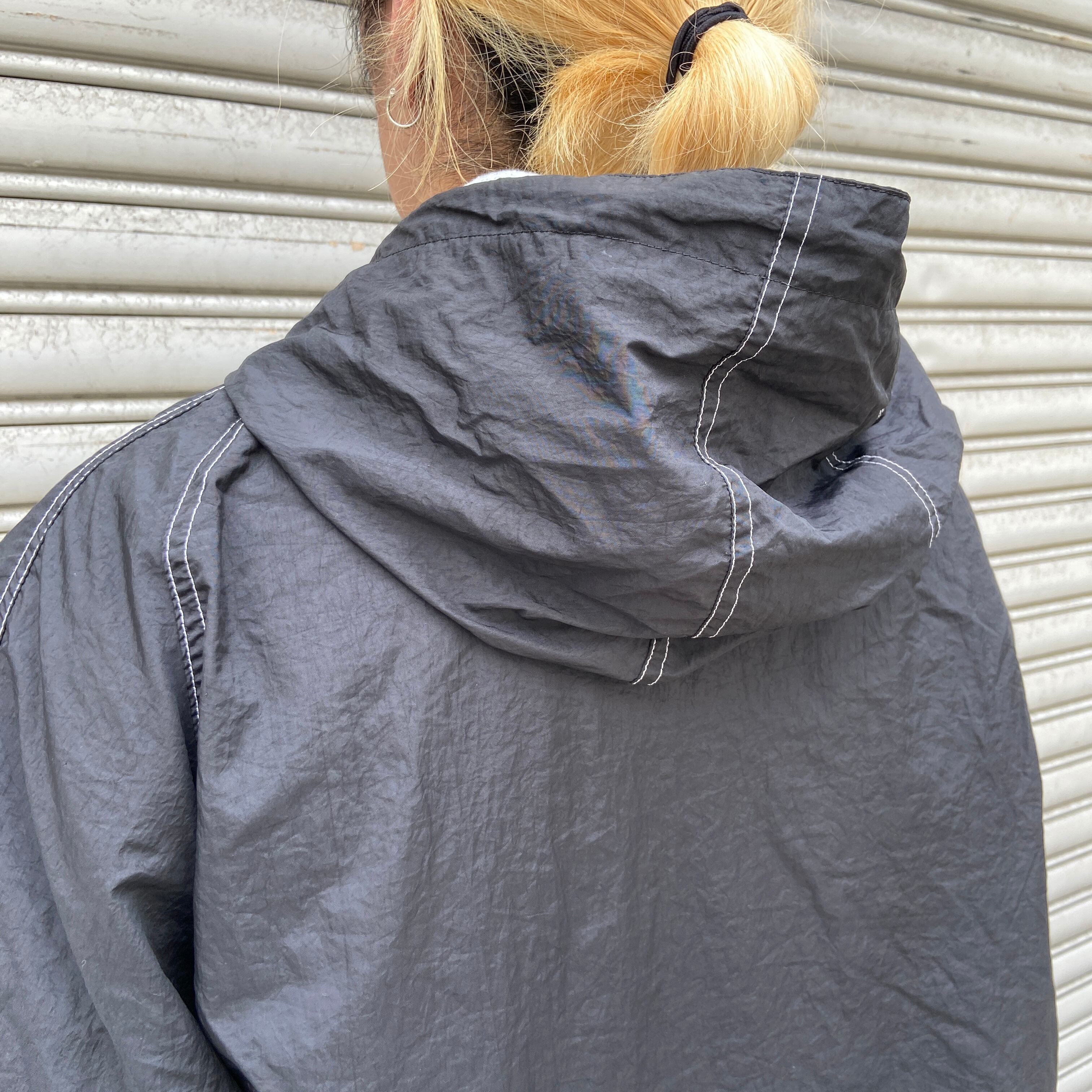 90s NIKE ナイキ 白タグ ナイロンフード付きジャケット 黒 XL | 古着屋 Uan