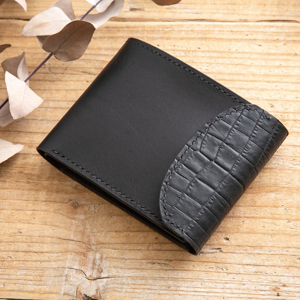 クロコ型 財布 型 押し Kiichi Alike クロコ型押しL字ファスナー長財布