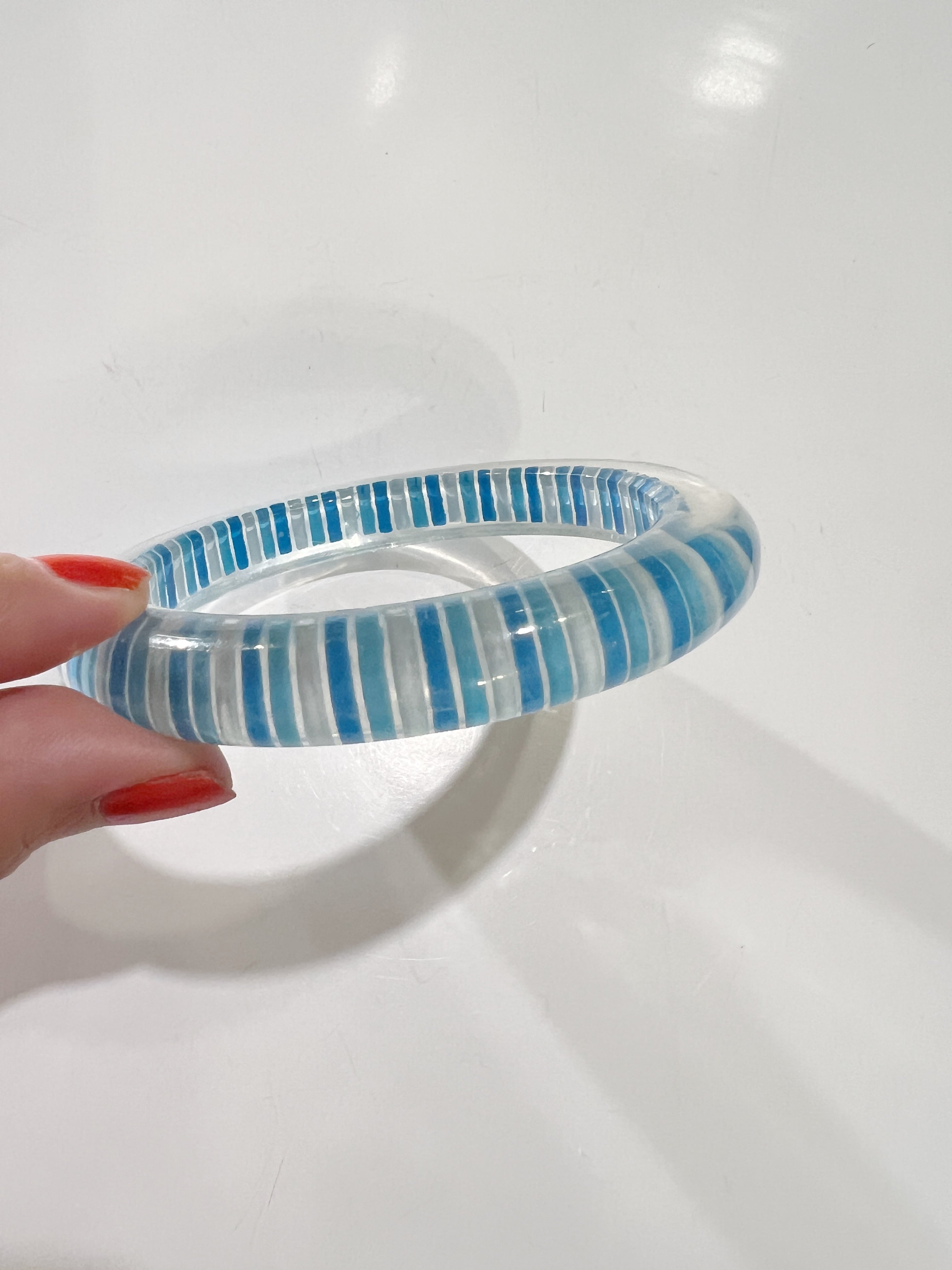 Vintage clear × blun Stripe bangle
