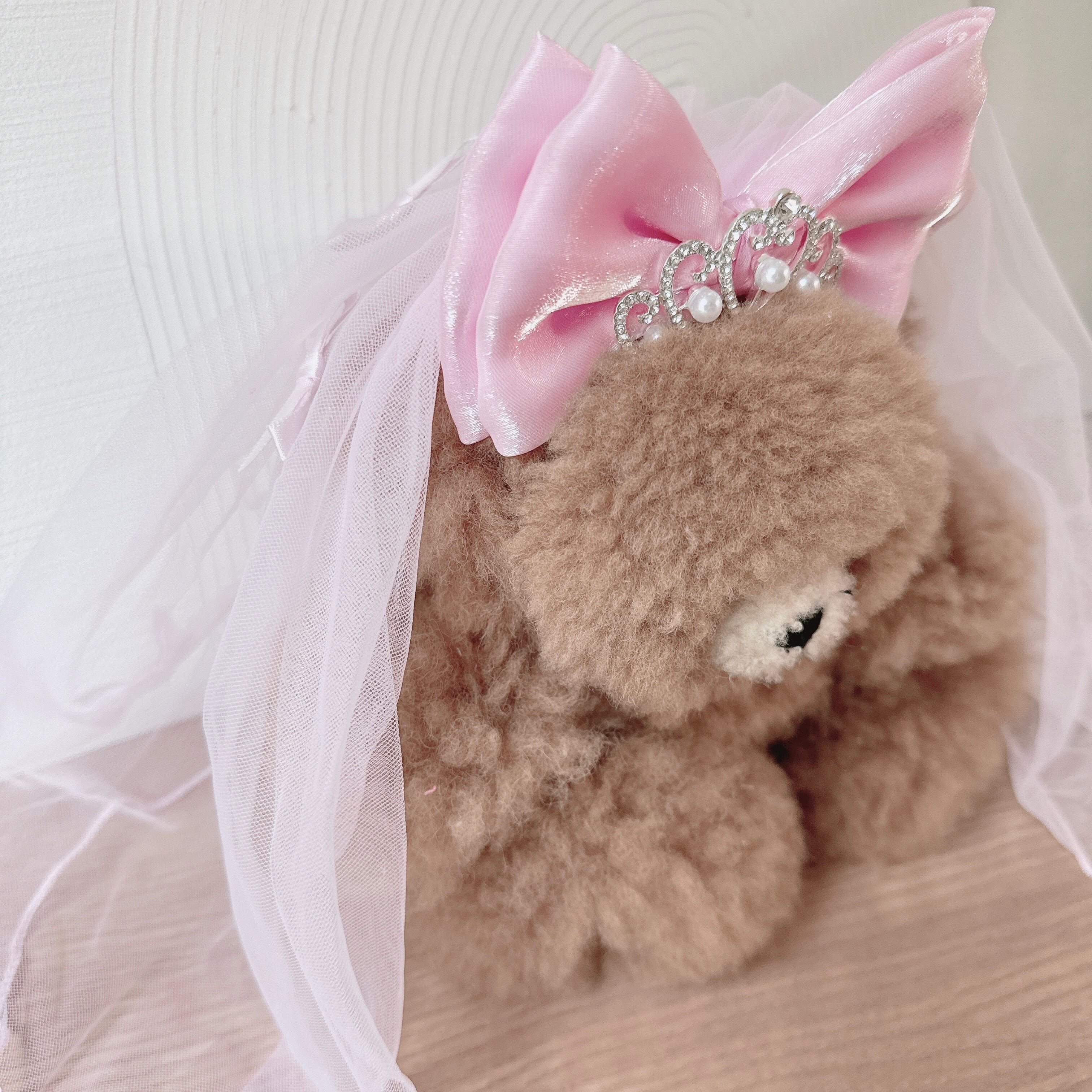 王冠ピンクリボンベールヘアバンド