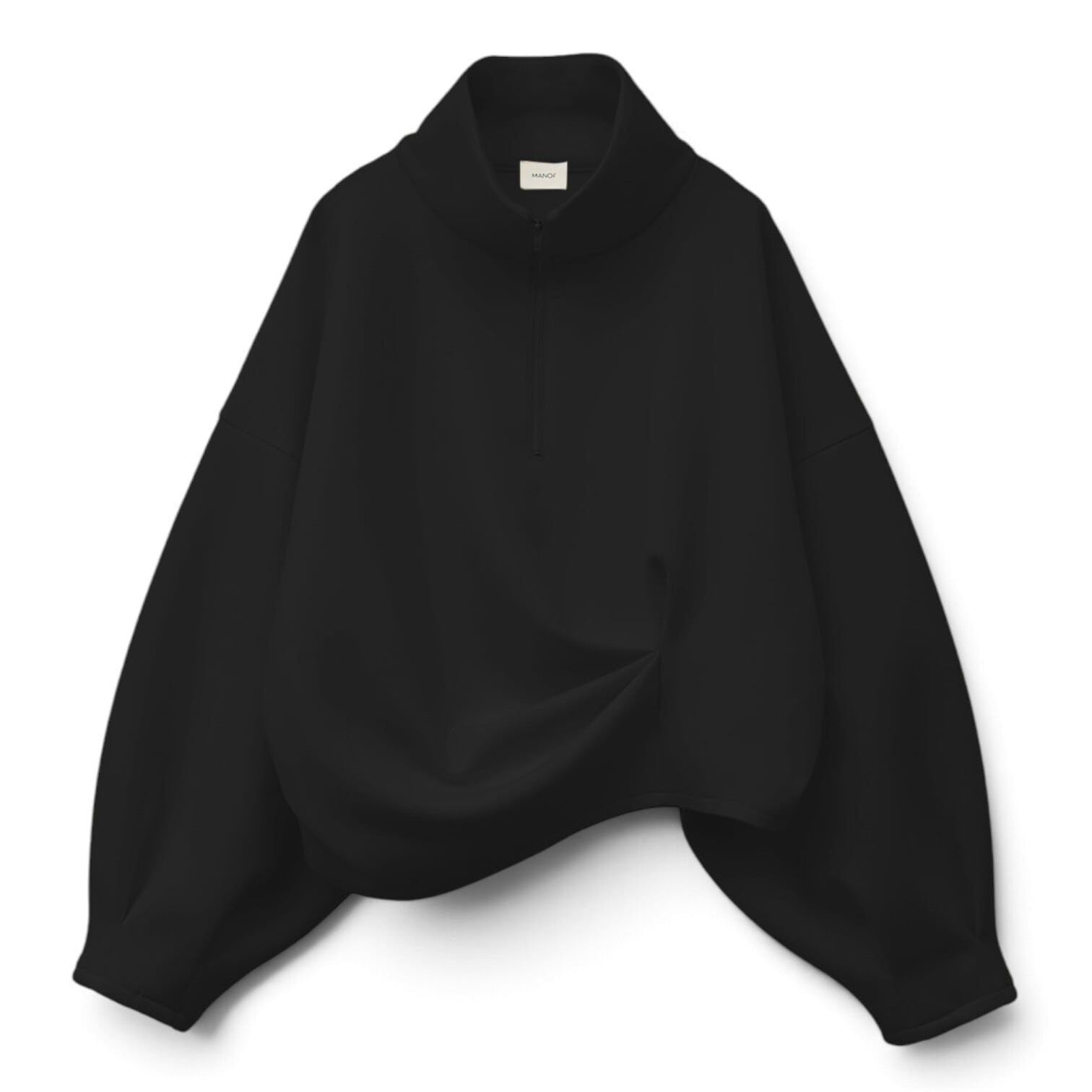 MANOF マノフ アレンジメント タック オーバー トップス ブラック ARRANGEMENT TUCK OVER TOPS BLACK