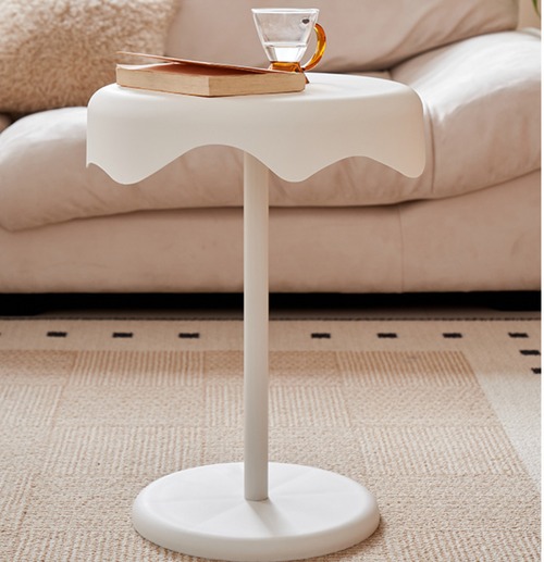 【韓国インテリア風】ドレープデザインラウンドサイドテーブル｜おしゃれで映える北欧風ミニテーブル 全4色展開