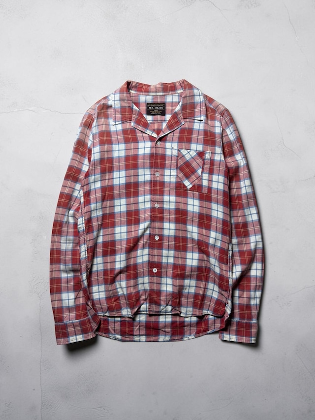 MR.OLIVE Made in Japan Plaid Open Collar Shirt / Red