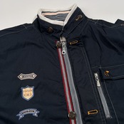 HIFUMI ヒフミ ワッペン 刺繍 ライト ジャケット ストレッチ サイズ M /ネイビー/メンズ/薄手