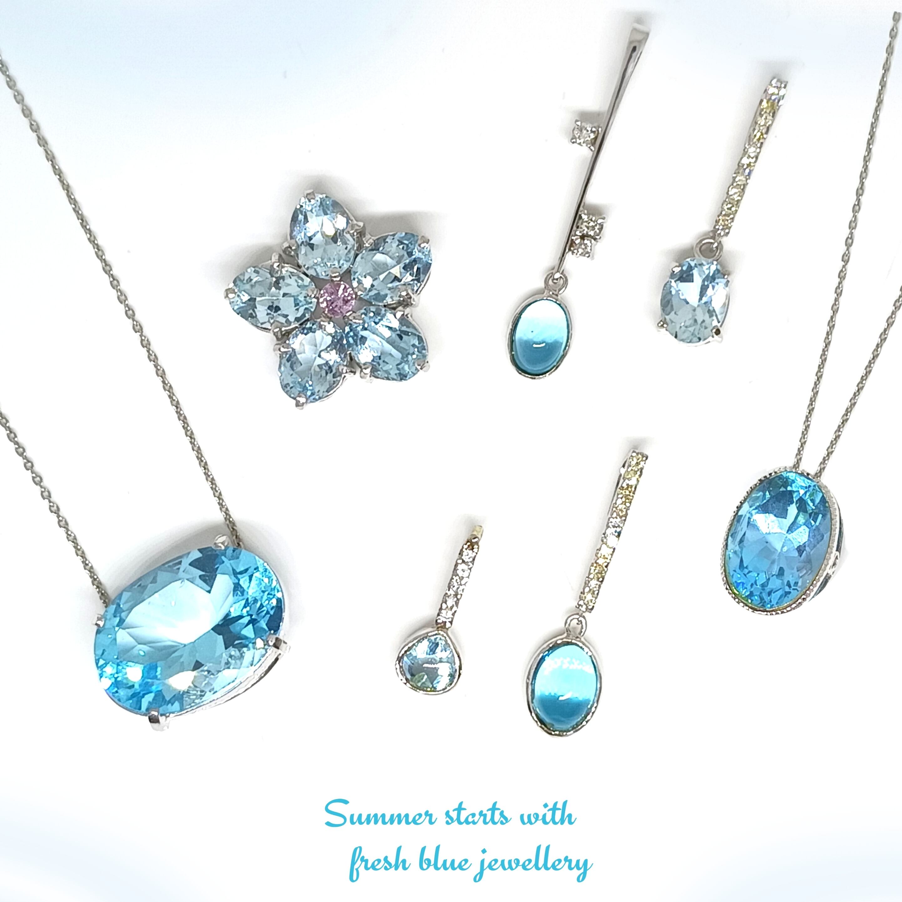 ロンドンブルートパーズ ダイヤ リング0.9ctD0.12ct