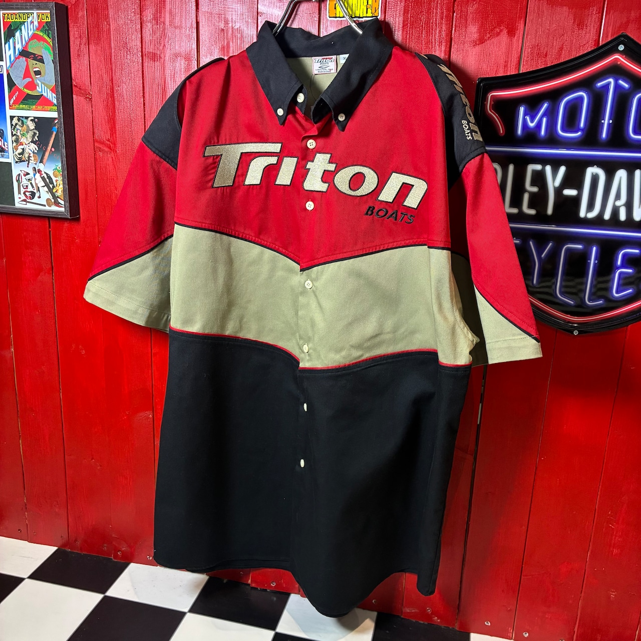 Triton BOATS レーシングシャツ バスフィッシングボート ワークシャツ