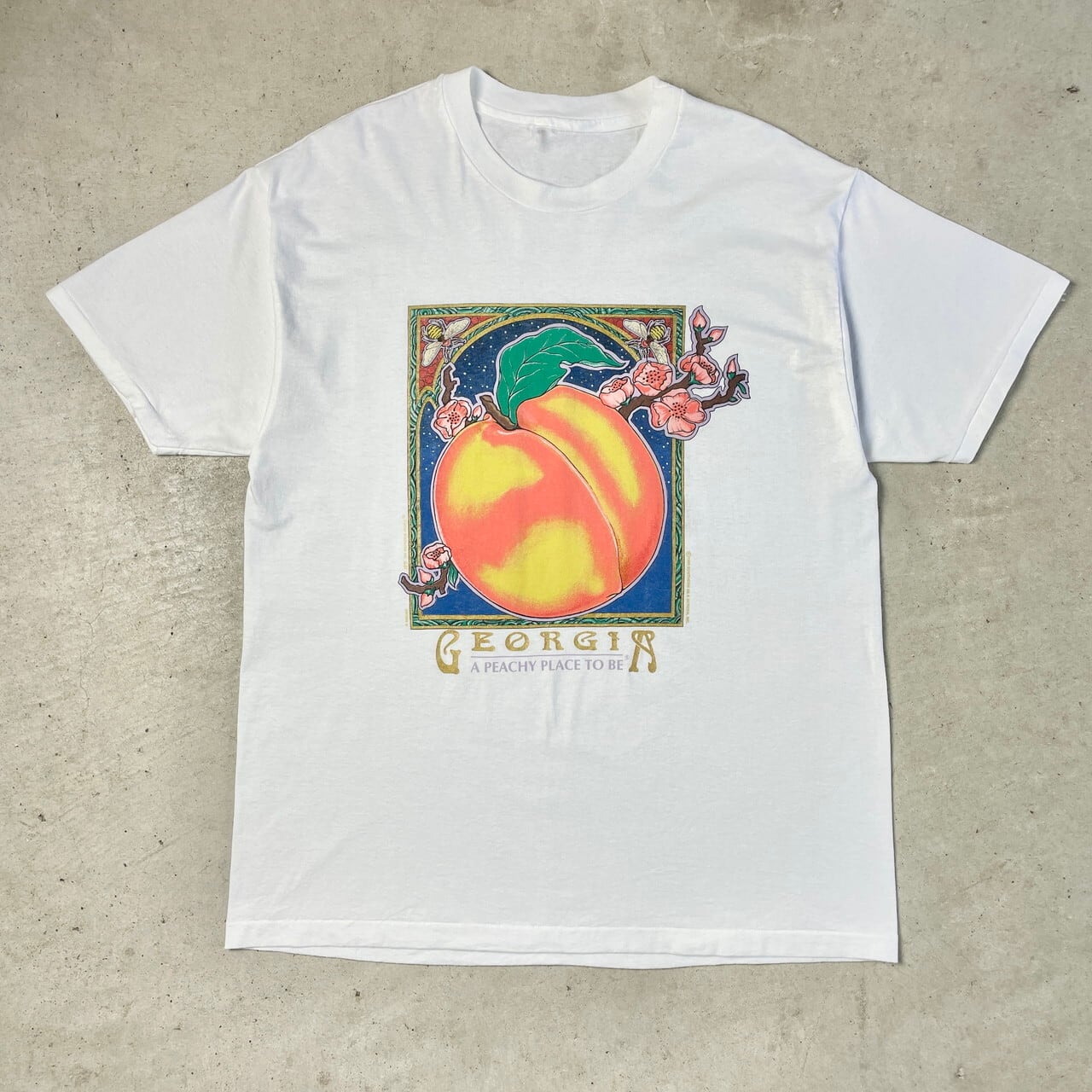 90年代 GEORGIA 桃 スーベニア アート プリントTシャツ メンズXL相当