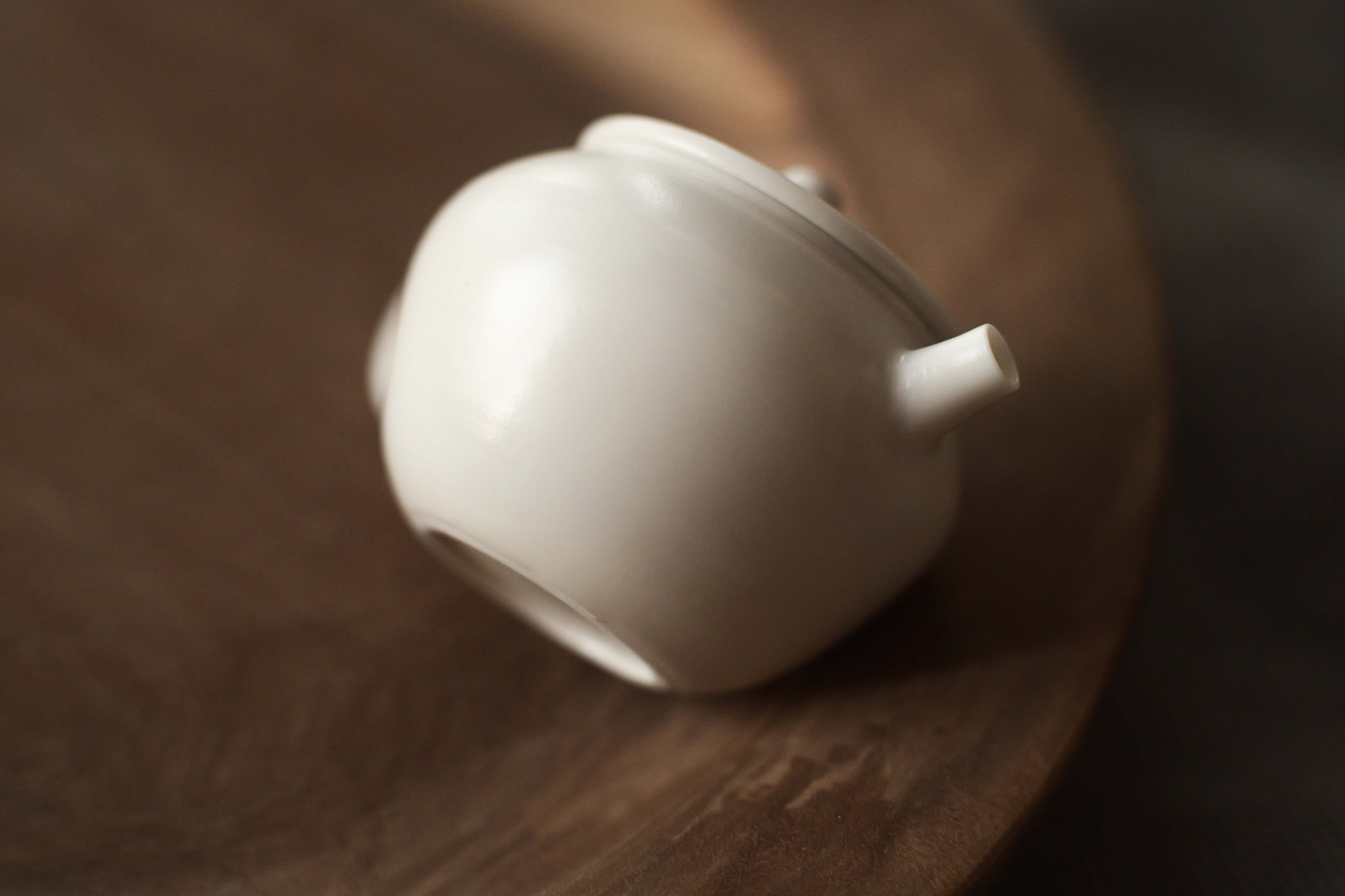 徳化薄胎薪窯白磁茶壺・丙午如月3種＜高身＞（ろくろ引き・林澤陽