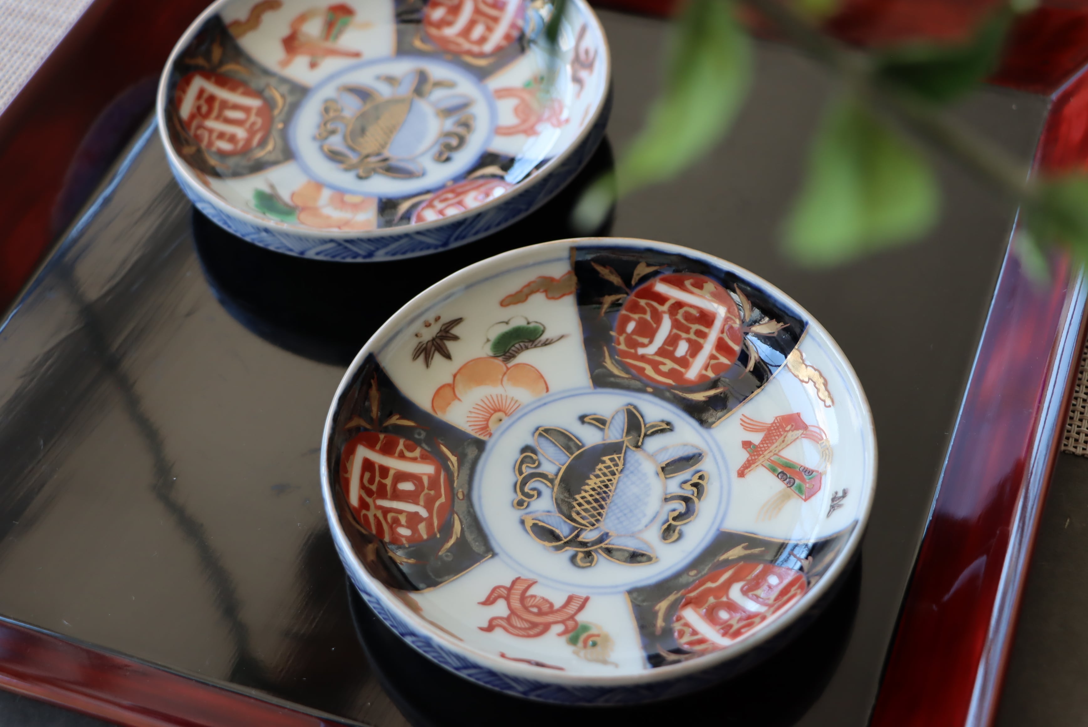 伊万里焼 色絵 桃手 熨斗松竹梅文 小皿/Imari small plate | (有)新原美術