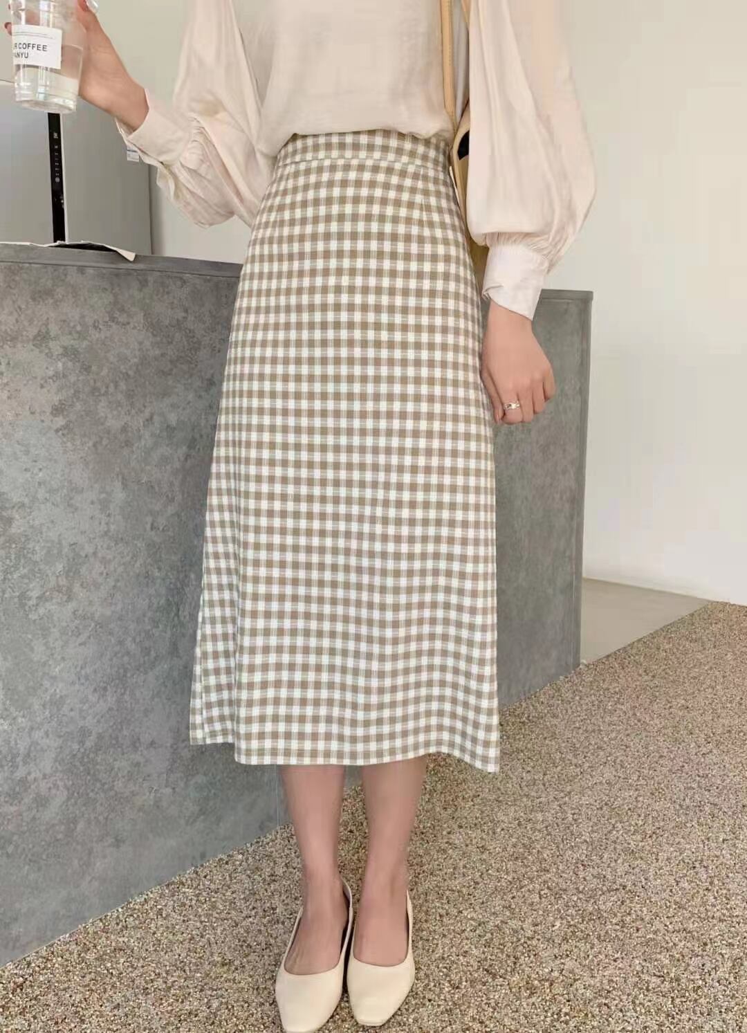 ブロックチェック　タイトスカート　AJ11352-5803