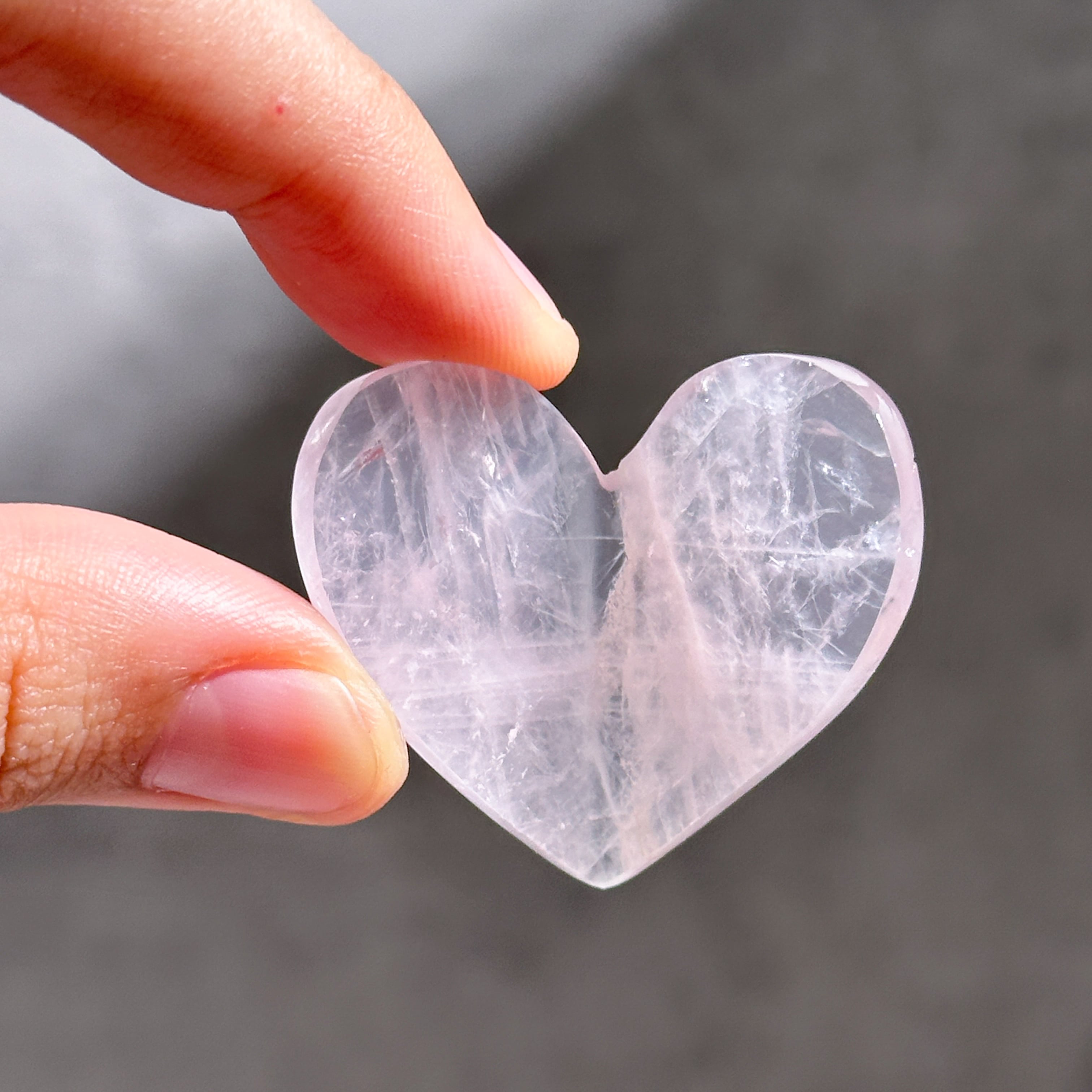 ローズクォーツ 3Dハート 03♡Rose Quartz heart ♡天然石・鉱物