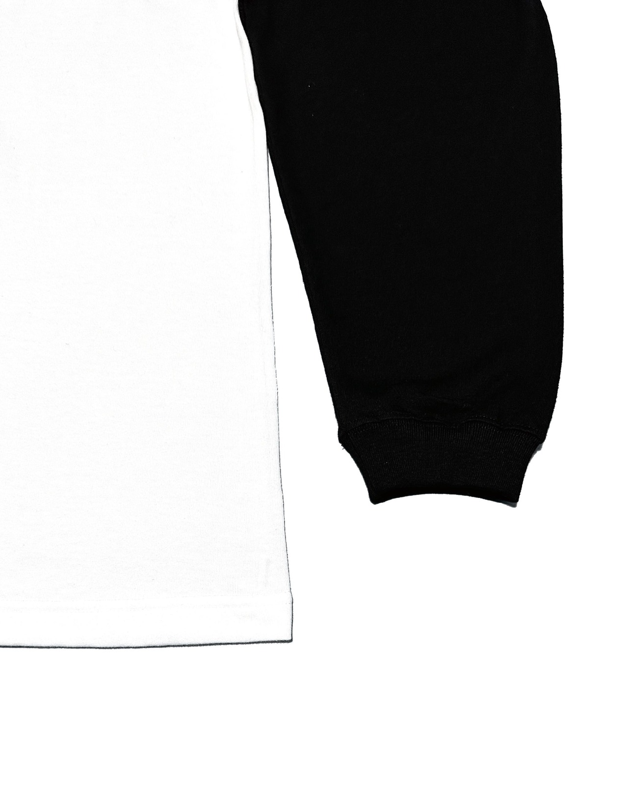 BASIC ONE POINT RAGLAN LONG T-SHIRT - WHITE / BLACK