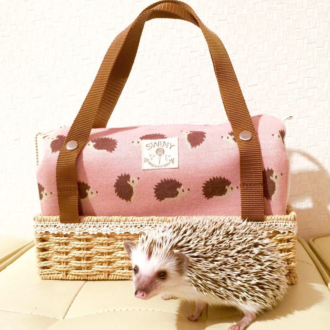 専用　デニムリメイク　刺繍　ショルダーポーチ　レオパ　フクロモモンガ　ハリネズミ