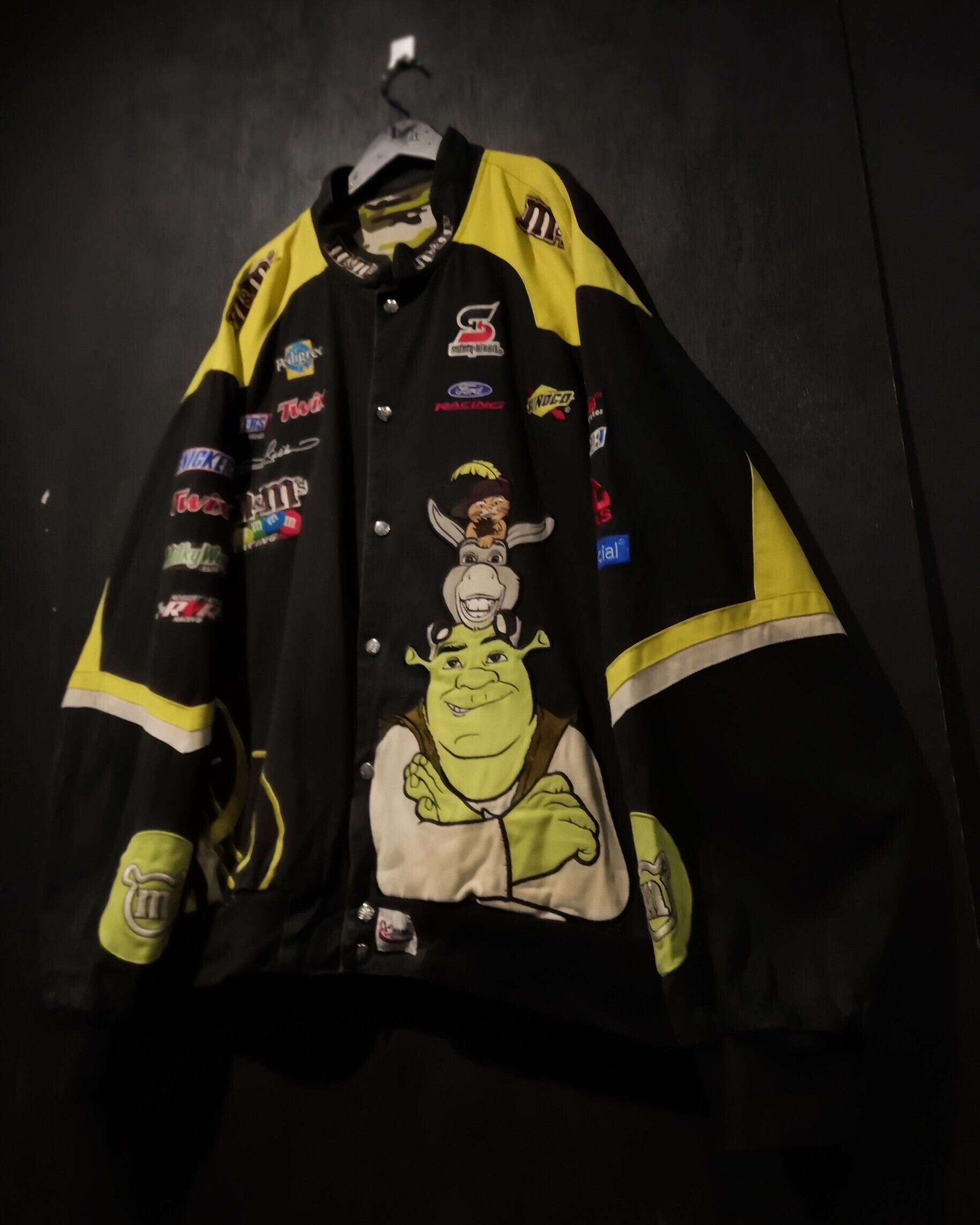 古着　m&m's シェレック刺繍ジャケット WEAPON VINTAGE】m&m's × Shrek Design Vintage Loose Racing Jacket
