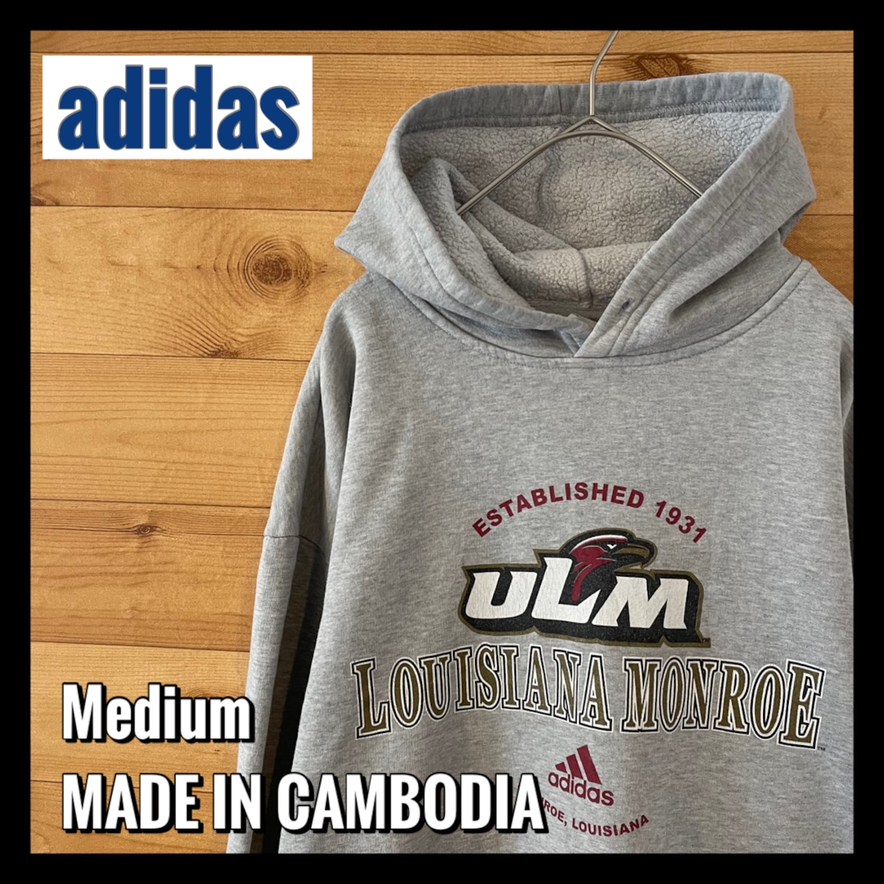 【adidas】カレッジ ルイジアナ・モンロー大学 ULM プリント スウェット パーカー アディダス US古着