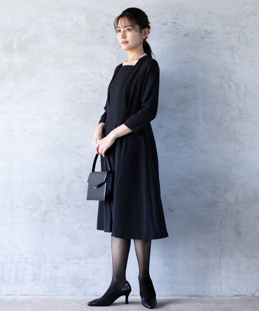 最強配送】喪服・礼服【洗えるフォーマル】ボリューム袖ノーカラー