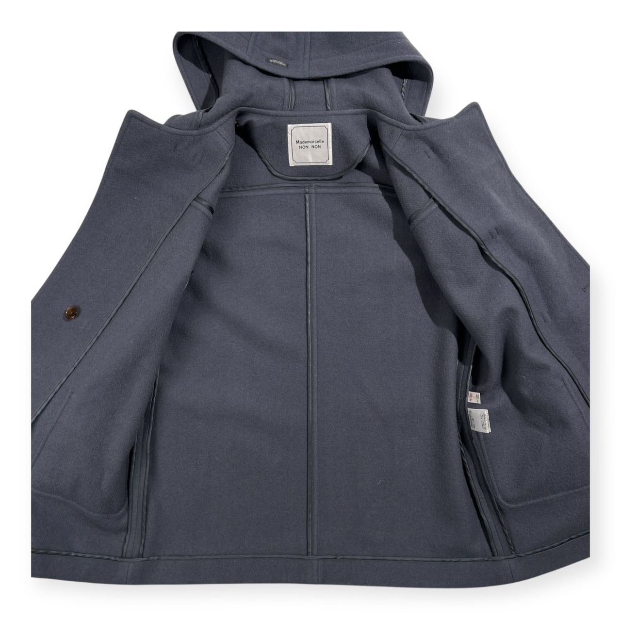 Mademoiselle NON NON マドモアゼルノンノン ダッフル コート サイズ 38/M /パパス/日本製/牛革レザートグル/ブルーグレー系