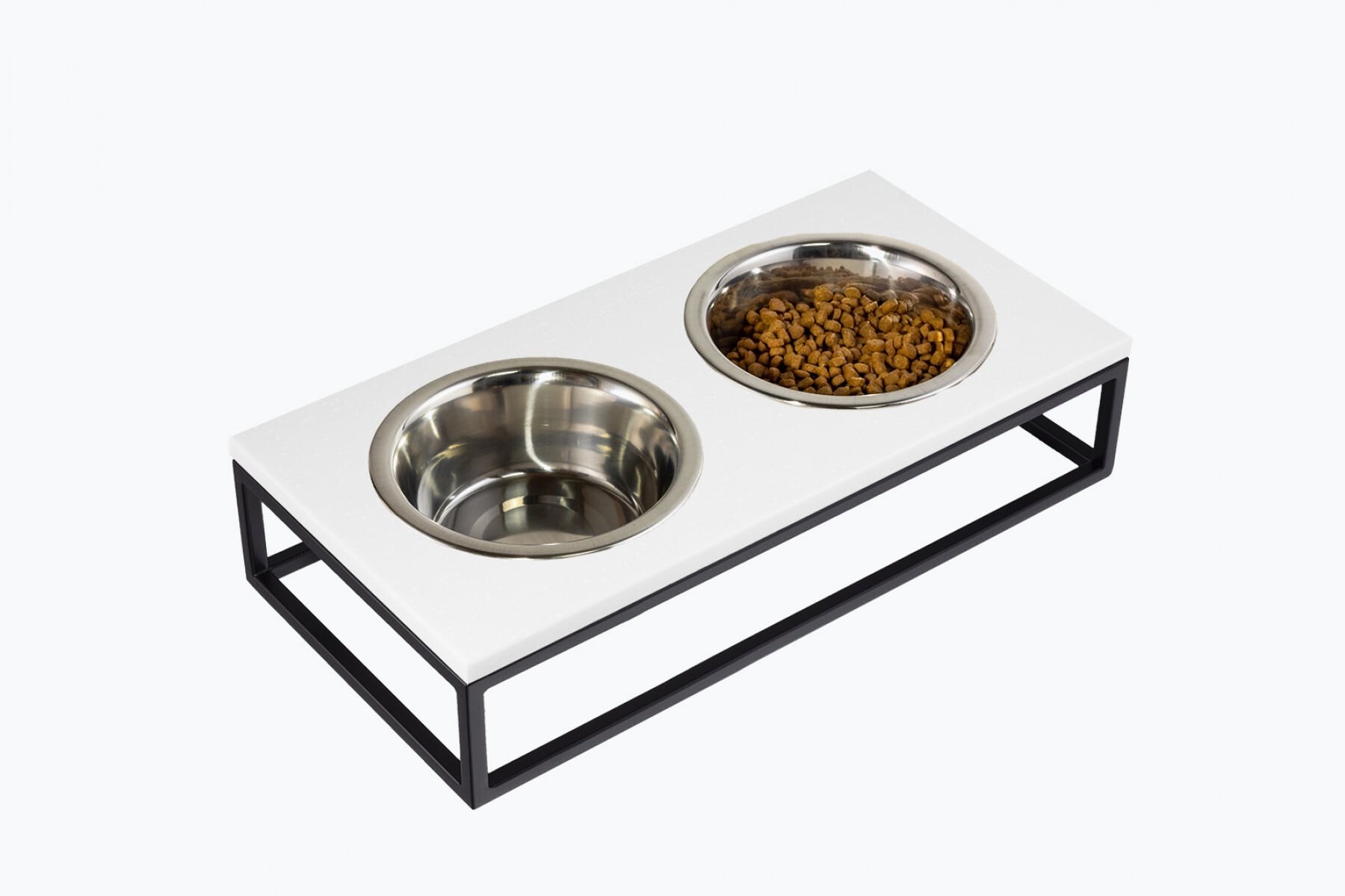 【フードボウルスタンド-ボウル2個付き】 Lunch Bar Stone + フレームブラック - Lサイズ