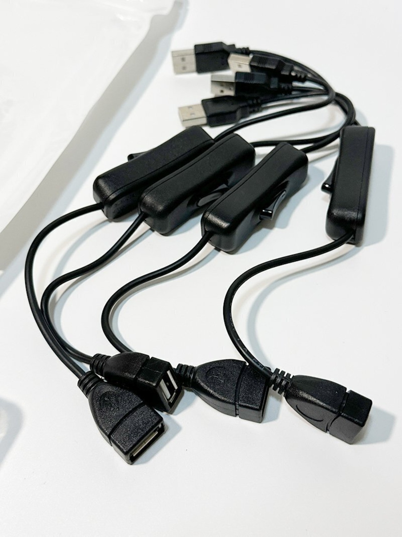 USB スイッチ 4個セット 30cm USB 延長ケーブル オン/オフ スイッチ デスクランプ ベッドサイドランプ ファン LEDライト