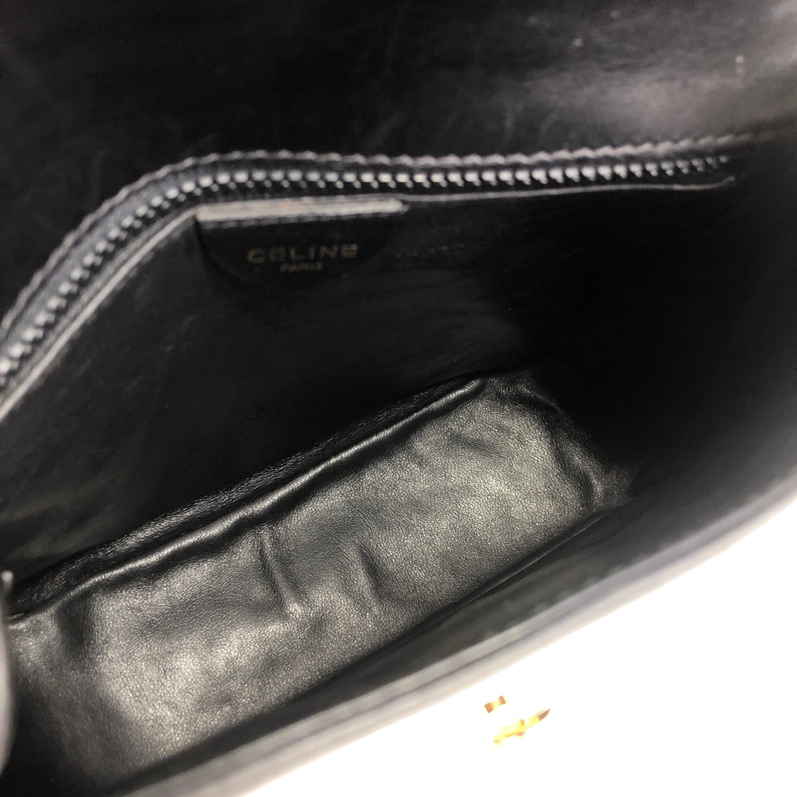 美品 セリーヌ ホースビット ショルダーバッグ ゴールド金具 ブラック レザー CELINE（セリーヌ） ホースビット ショルダーバッグ ブラック ゴールド