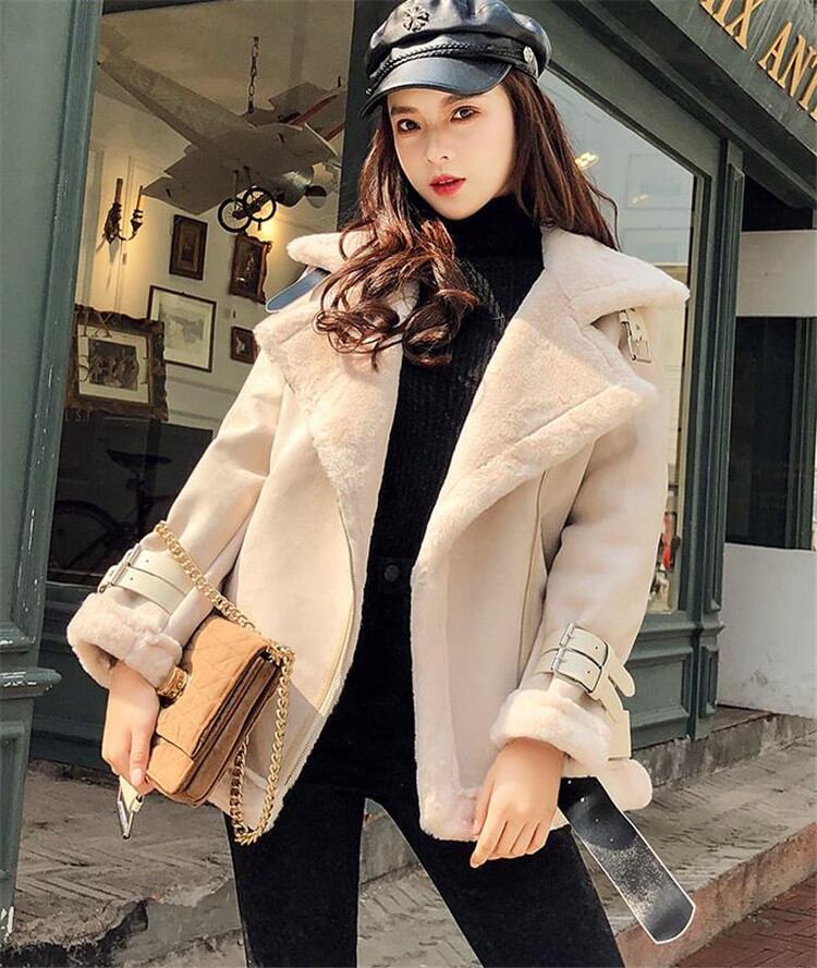 高レビュー 可愛い 韓国ファッション コットンコート チェスターコート ジャケットスエード ファー・毛皮