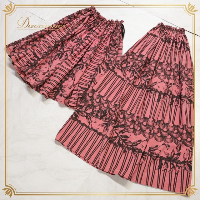 【美品 日本製 フラダンス衣装 2点セット】ピンク MENEHUNE PLANTETION メネフネプランテーション ワンピース 紐パウスカート