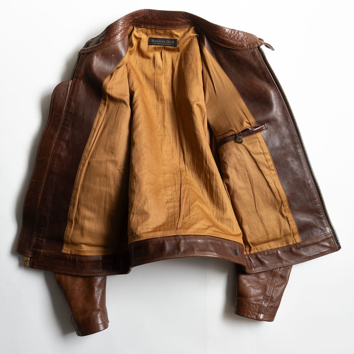 HAROLD'S GEAR ハロルズギア　ブラウン　レザージャケット　革ジャン 雰囲気抜群】HAROLDS GEAR【シングルライダース ジャケット