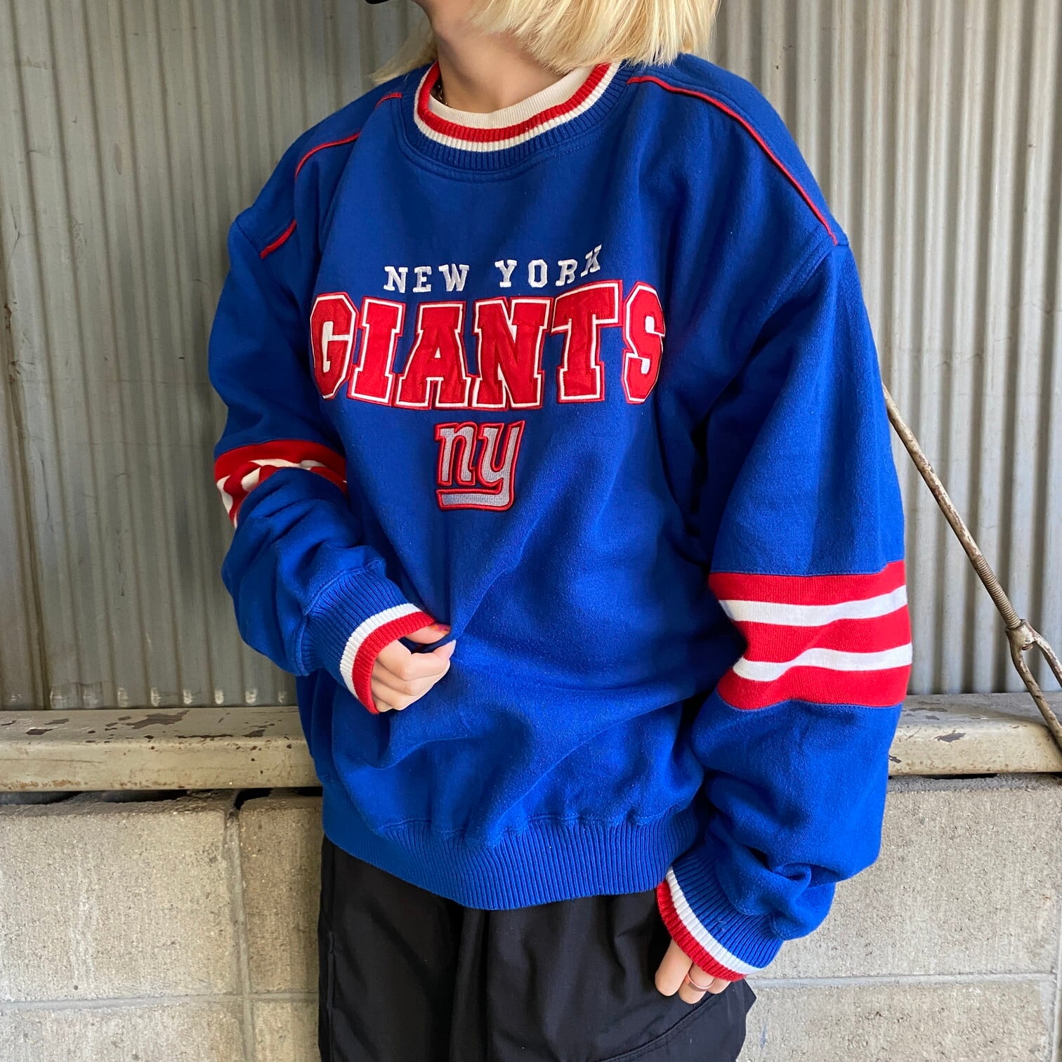 NUTMEG NFL NEWYORK GIANTS ニューヨークジャイアンツ プリントスウェットシャツ トレーナー USA製 メンズL /eaa289662