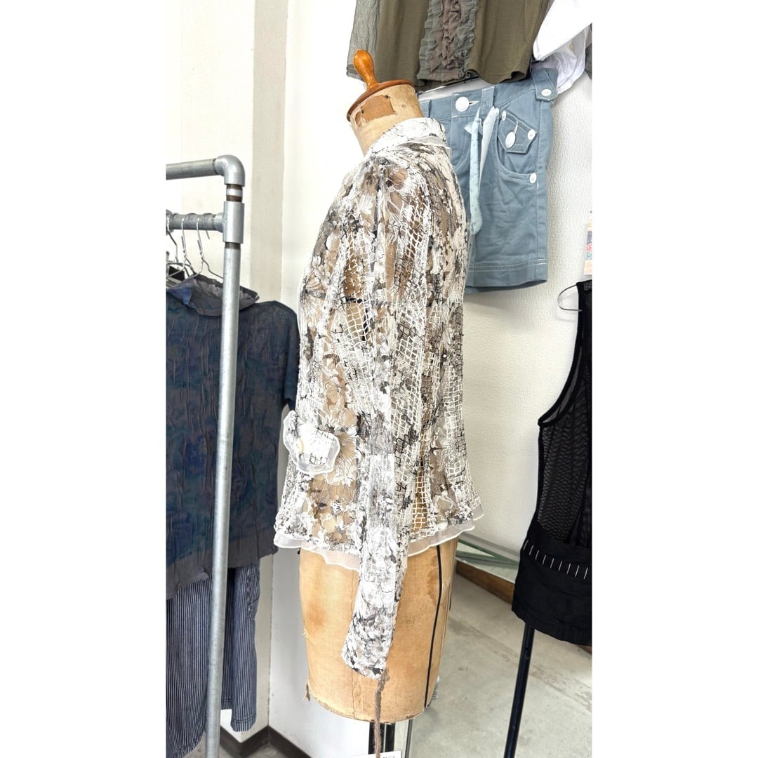 jacket / シースルージャケット 花柄 白 #c106 | KAU