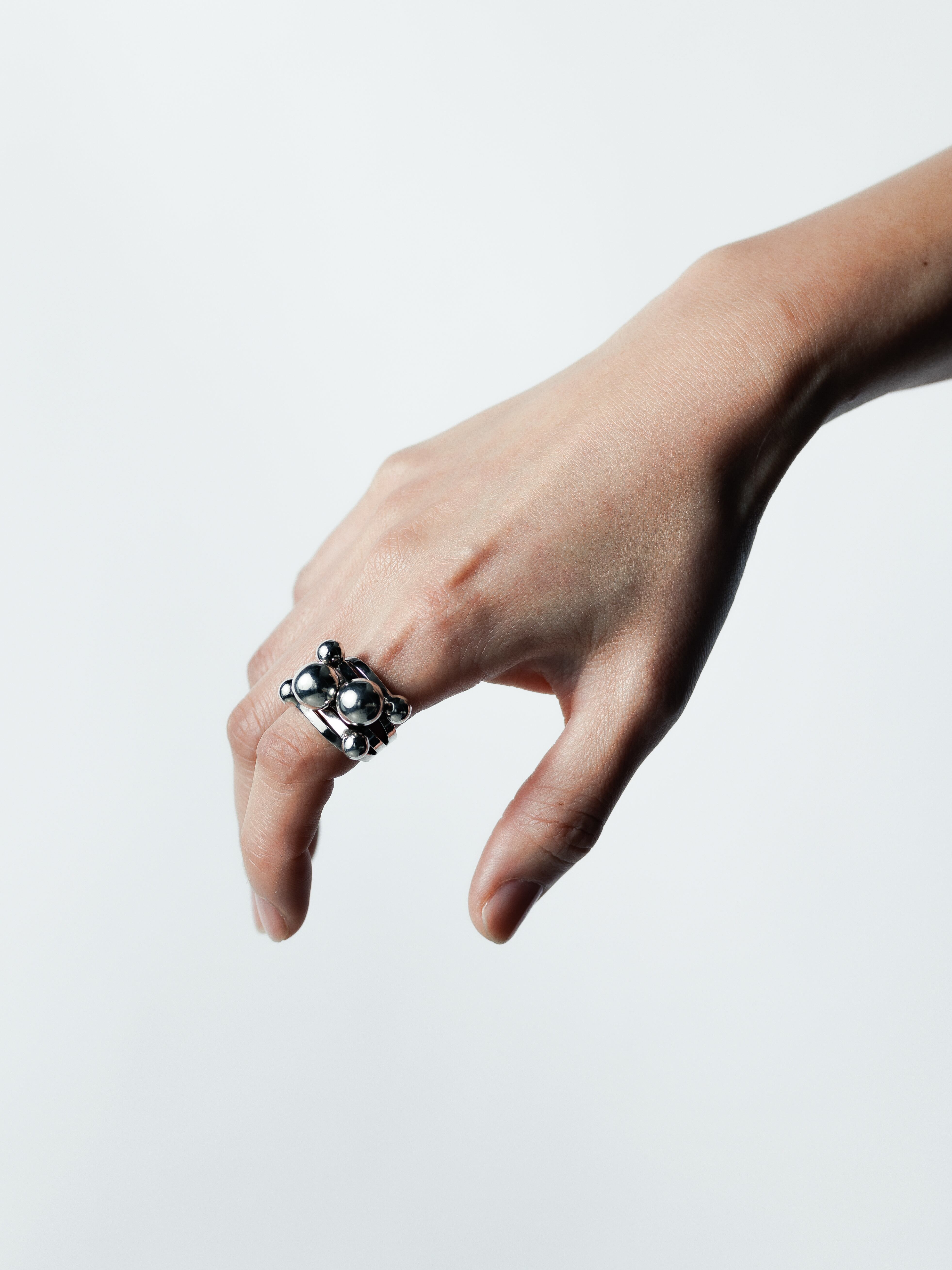 Vintage sterling silver mexican multi ball modern ring