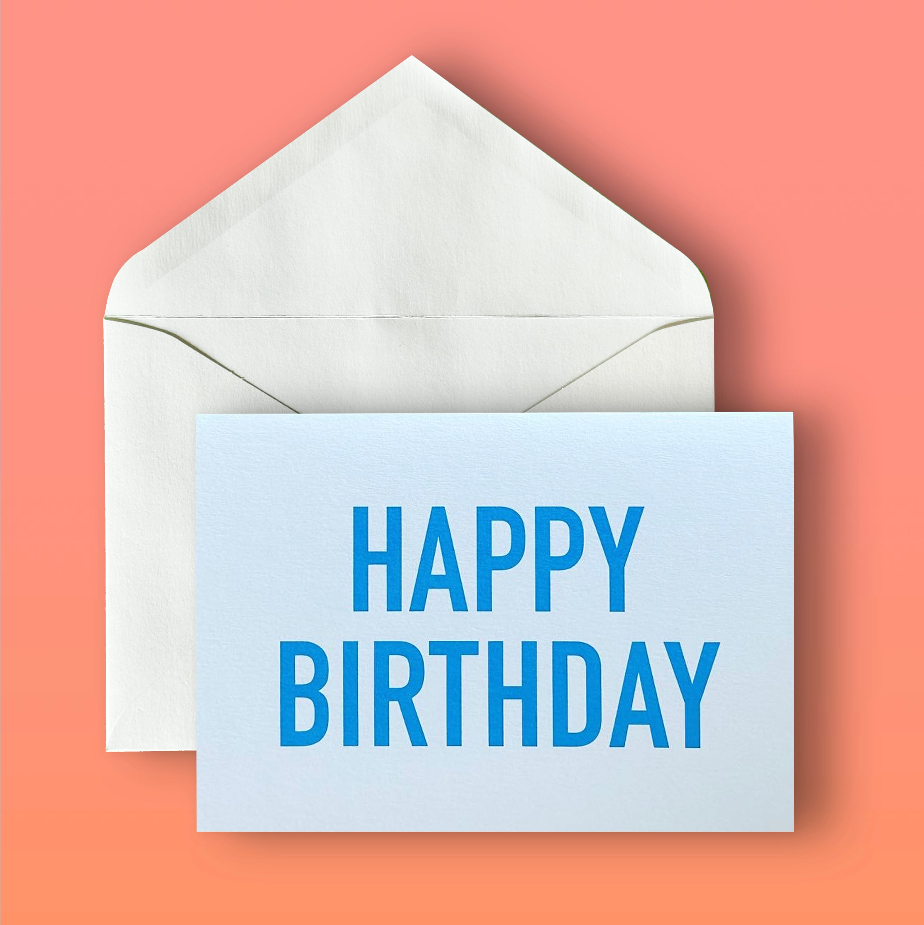 バースデーカード／ HAPPY BIRTHDAY／White×Light Blue