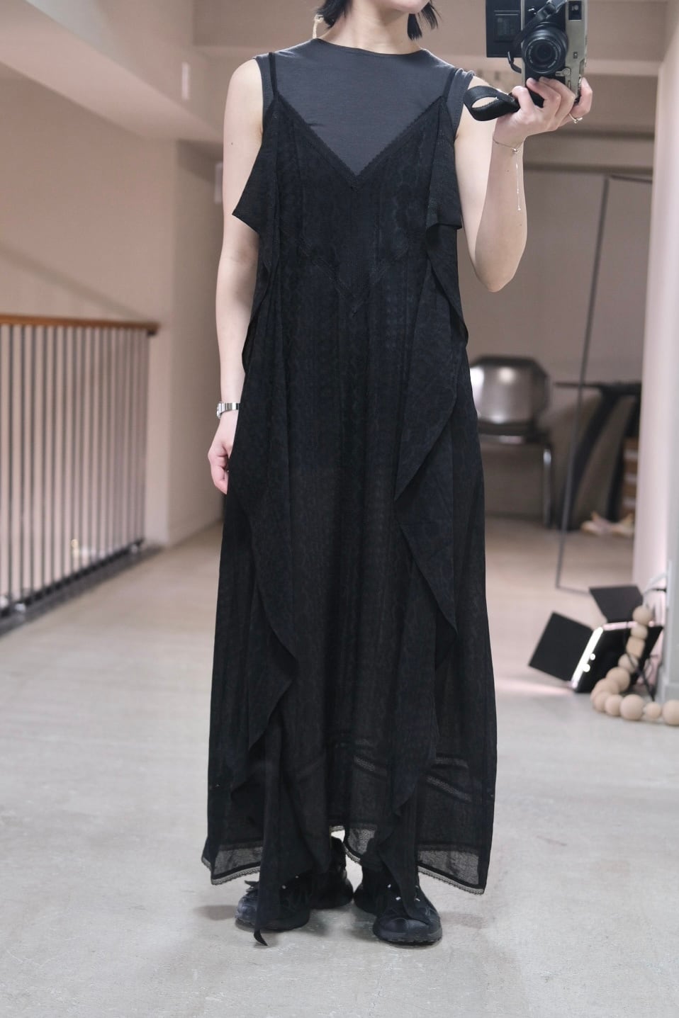 FETICO】LACE JACQUARD CAMI DRESS -Black- | loop
