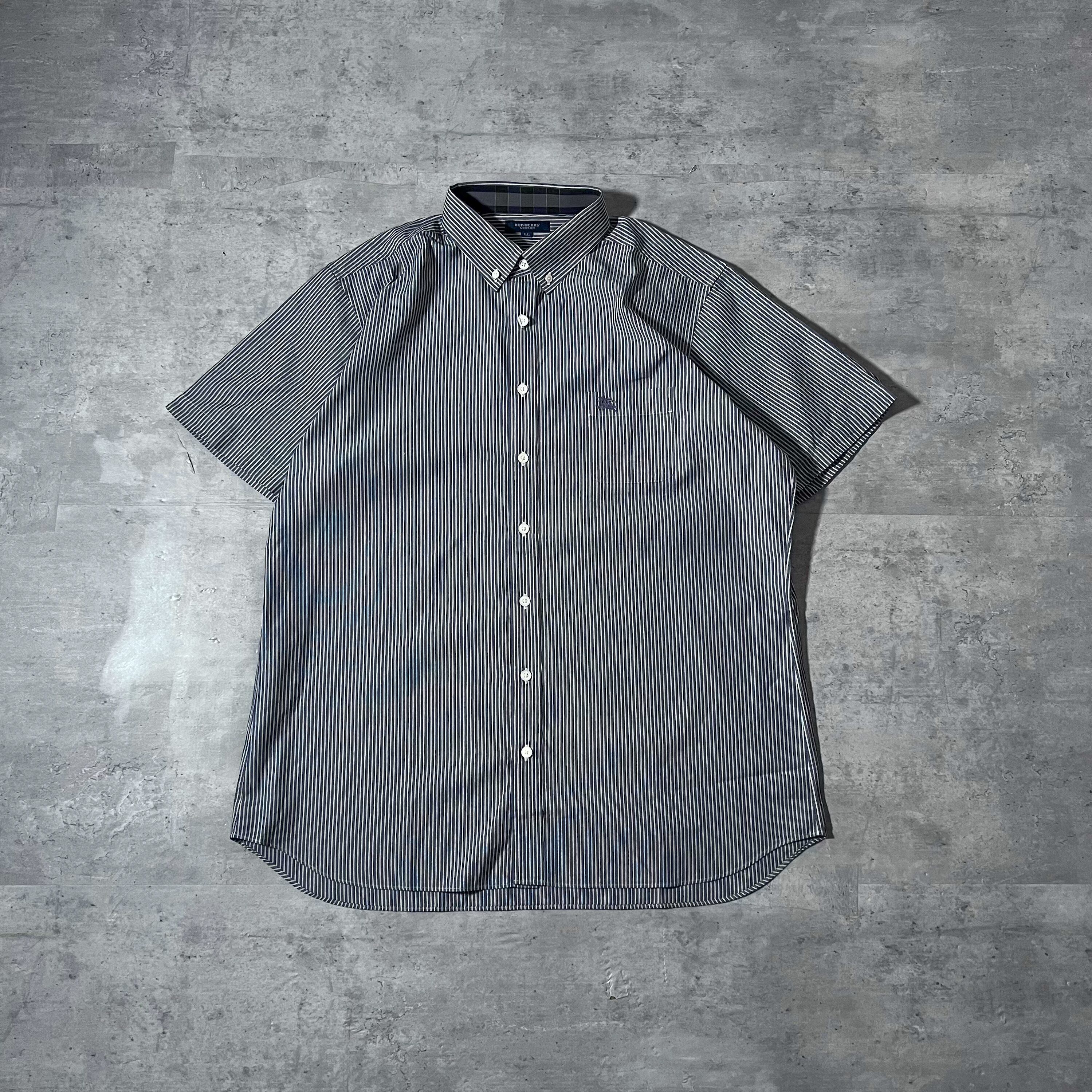 BURBERRY LONDON” light blue stripe check pattern B.D. shirt