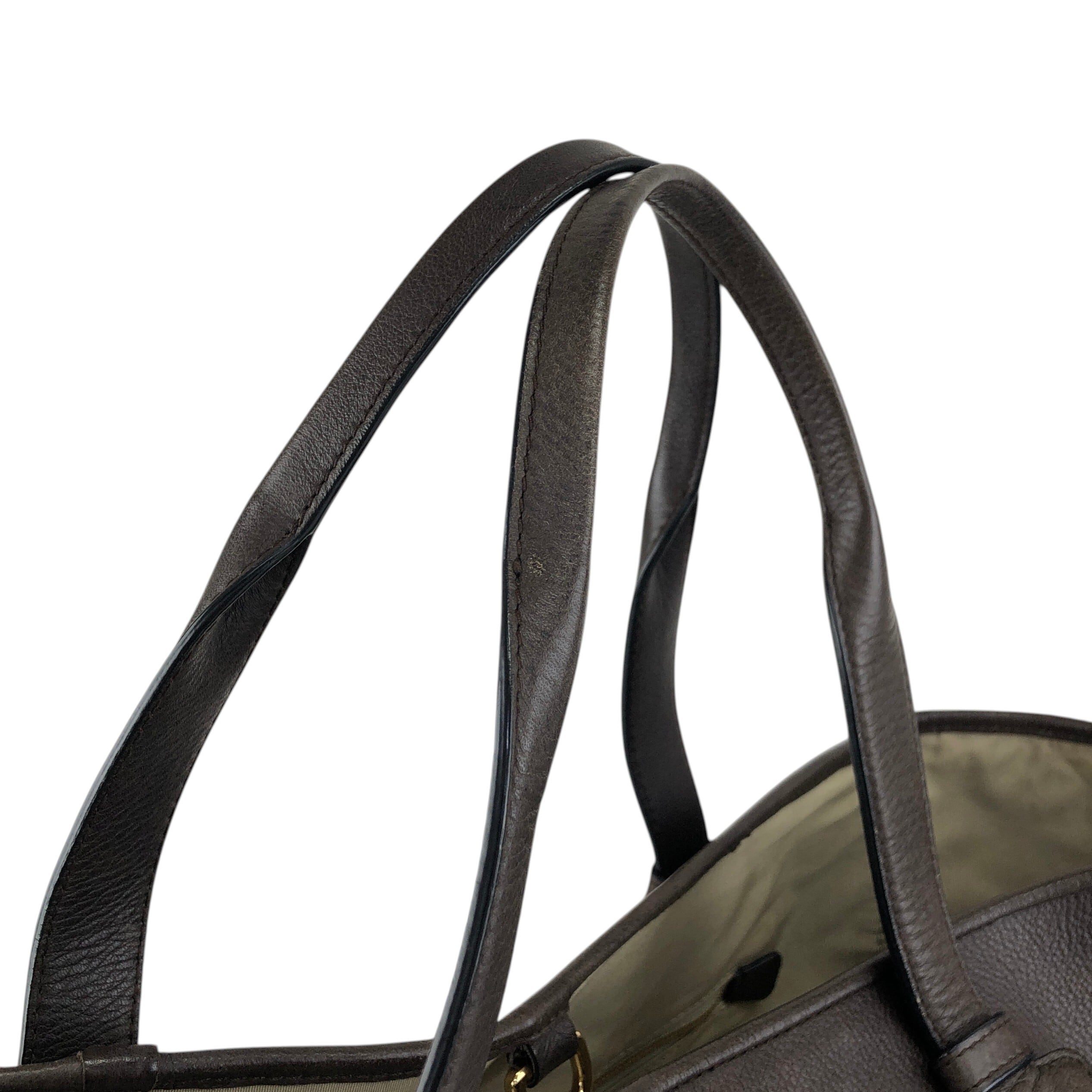 LOEWE ロエベ ハンドバッグ ブラウン ヘリテージ 型押しロゴ レザー