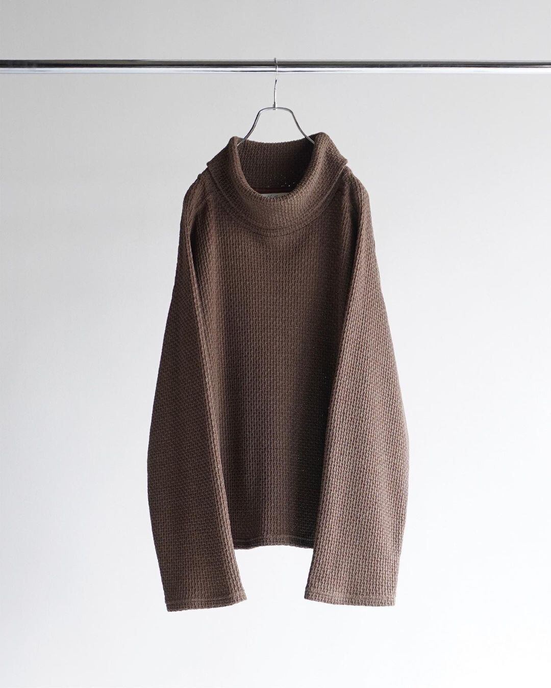 ANCELLM CHAIN KNIT HI-NECK LS T-SHIRT(KHAKI) ANC-CT36 | IAAAM