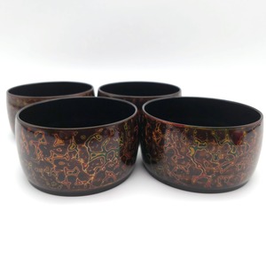 津軽塗（唐塗）バカ塗り・徳利袴・4客揃・伝統工芸・No.250625-29・梱包サイズ60