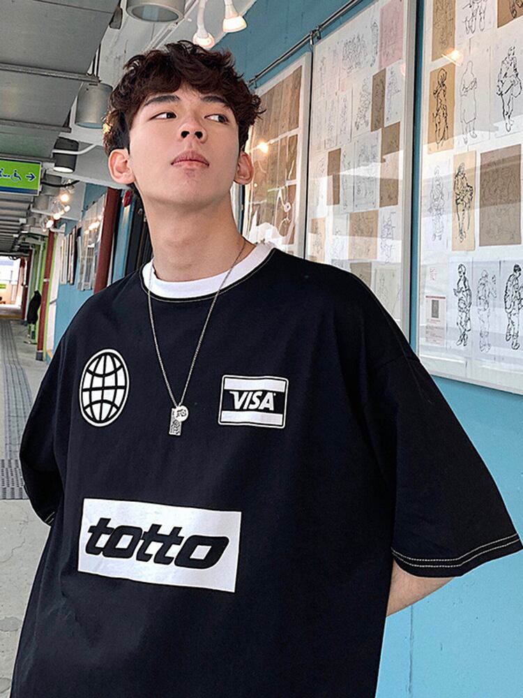 全3色 Tシャツ カットソー プリント カジュアル シンプル