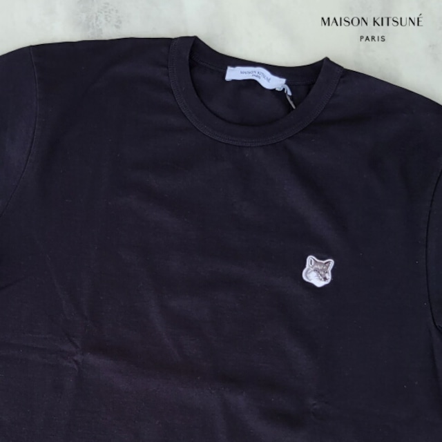 Maison Kitsune メゾン キツネ Tシャツ 半袖 メンズ グレー フォックスヘッド パッチ クラシック Tシャツ 2023年モデル GM00118KJ0008 BLACK