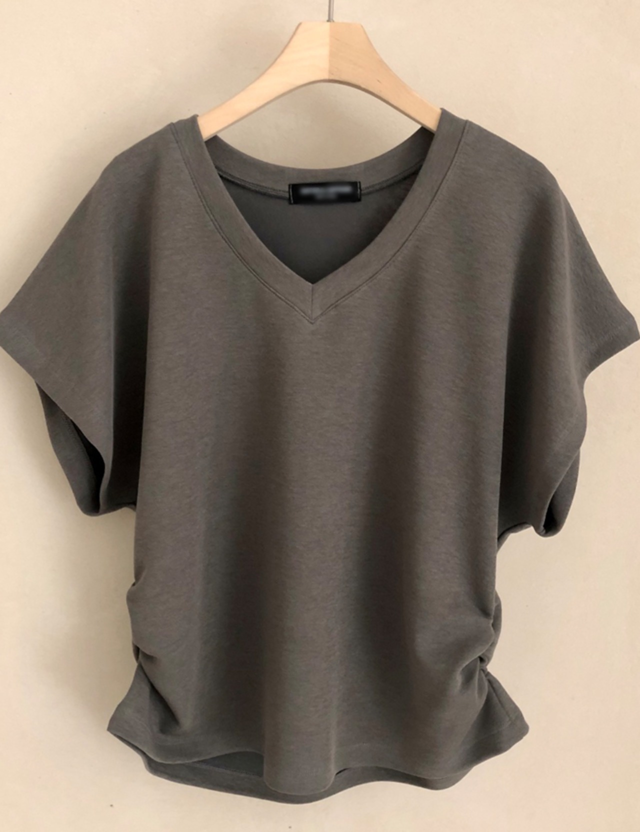 【新作5％OFF・3日間】Side-Shirring V-neck T-shirts_5colors