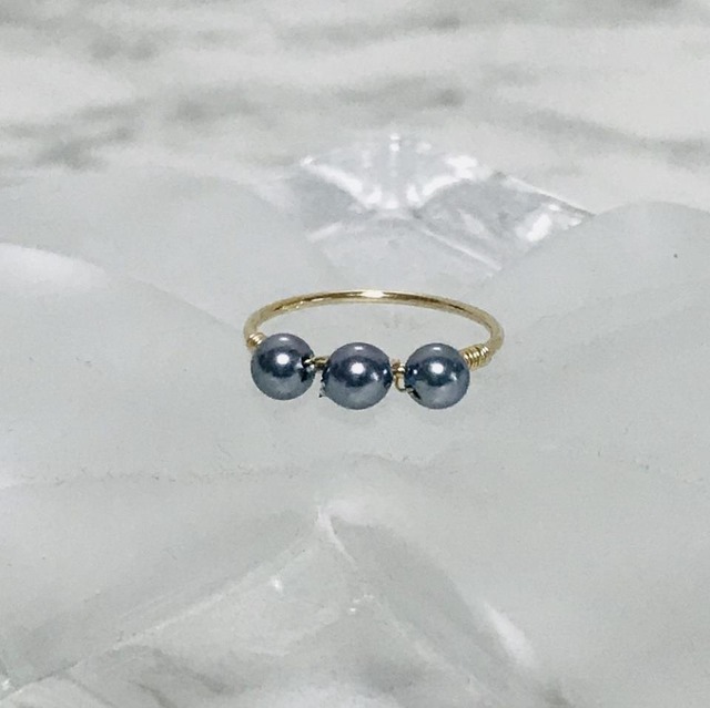 M.H triple pearl ring (gray) #11 SWAY