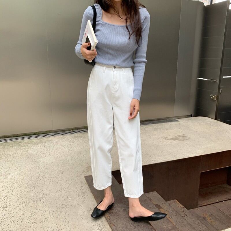 high waist slim carrot pants