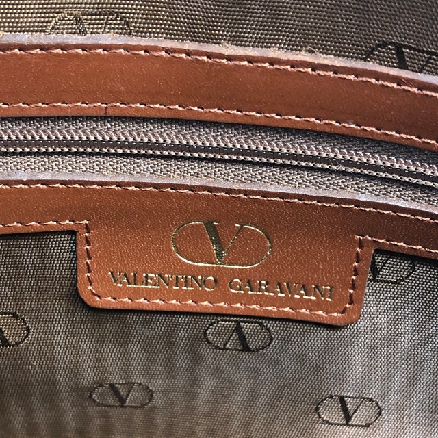 VALENTINO GARAVANI ヴァレンティノ ガラヴァーニ ハンドバッグ ブラウン ロゴチャーム レザー ボストン vintage ヴィンテージ オールド k5nnm3